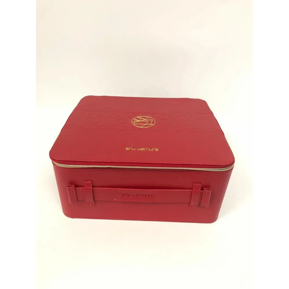 Shu Uemura Red Handheld Makeup Case Storage Box Cosmetic Bag